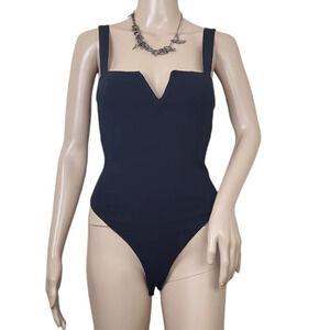 FREE PEOPLE Pippa Black V-Wire Thong Bodysuit